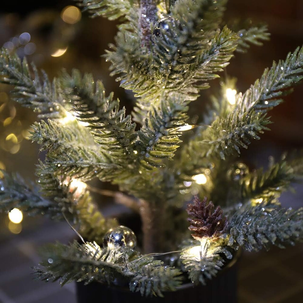 Lighted Mini Tree 12 Inch with 15 Warm Whited LED Lights USB Powered for Winter Decor Hone Party and Wedding Holiday